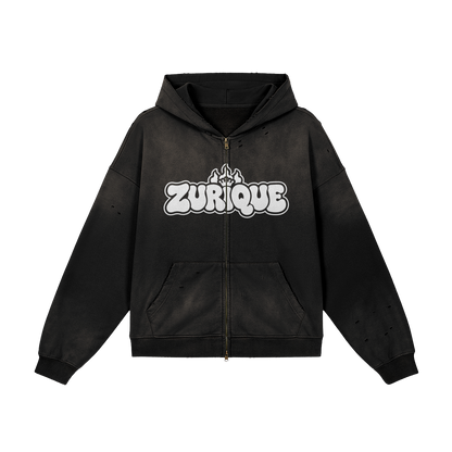 ZURIQUE Faded Oversized Full-Zip Hoodie
